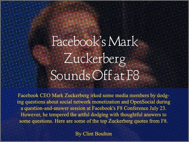 Facebooks Mark Zuckerberg Sounds Off at F8