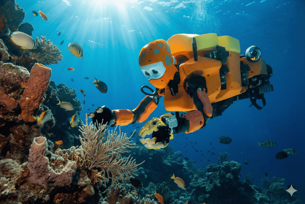 A humanoid scuba diver.