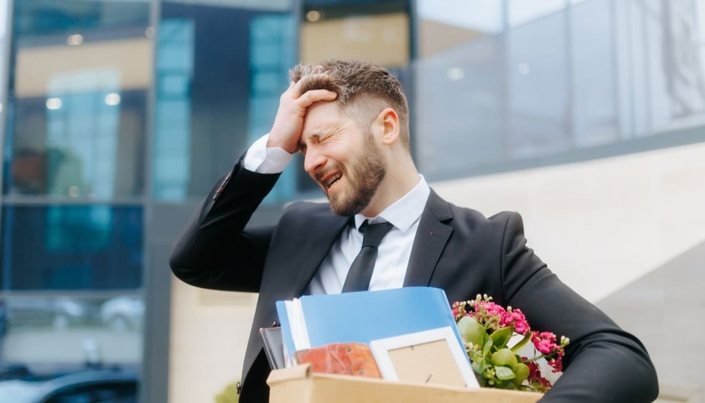 Fired Man Looking Overwhelmed After Job Loss