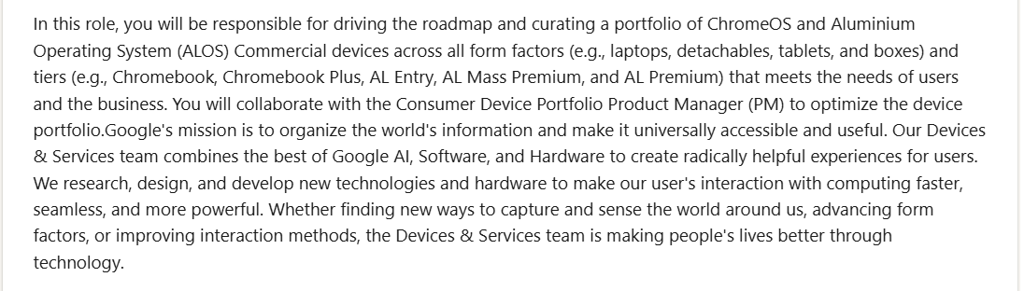 Google job posting on LinkedIn.