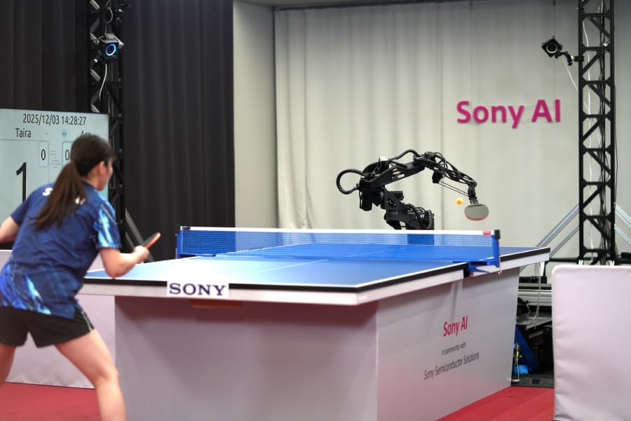 Professional table tennis player, Taira Mayuka, plays against Ace in Tokyo.