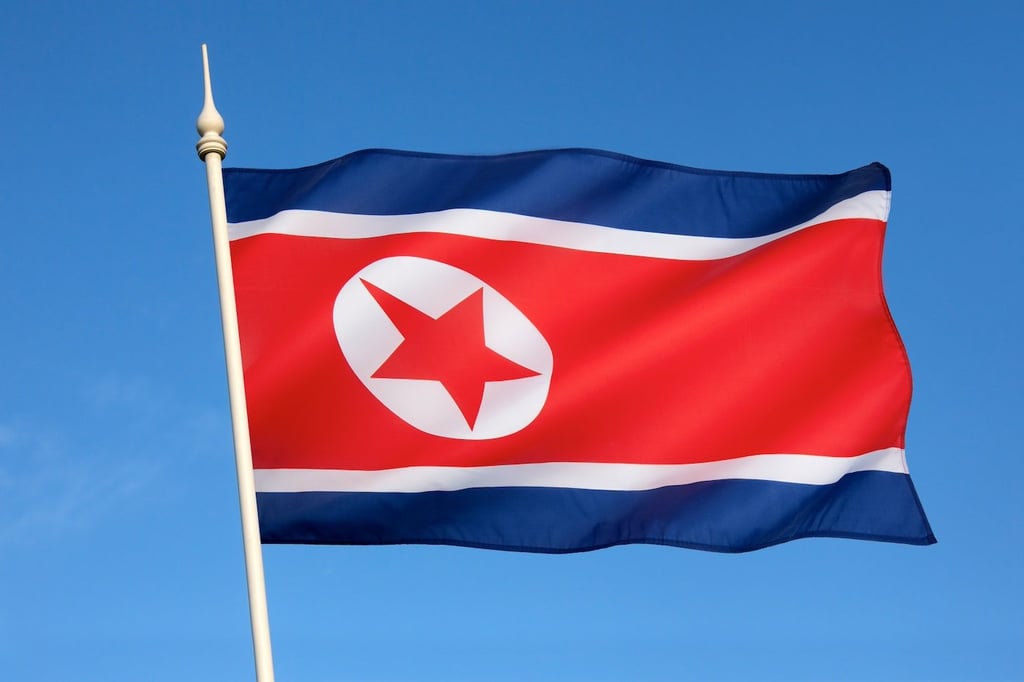 Stock photo of North Korea's flag.