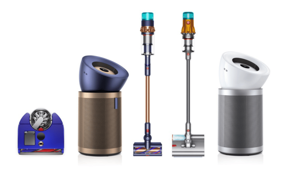 Photo of some of the new products Dyson just announced. This includes a robot vacuum.