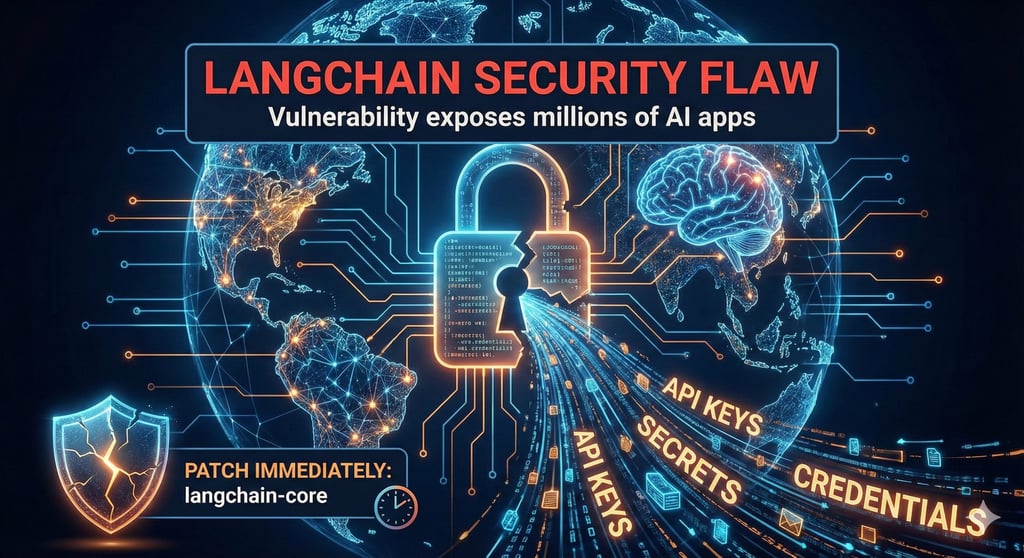 A digital illustration depicting a critical cybersecurity vulnerability.