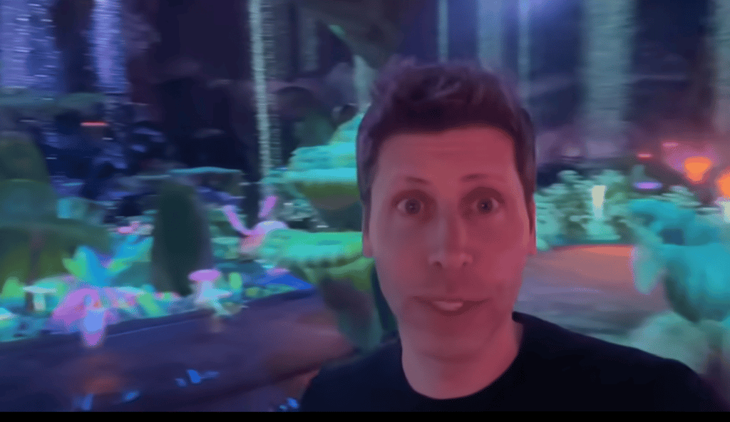 Screenshot from OpenAI's Sora 2 demo video features CEO Sam Altman.