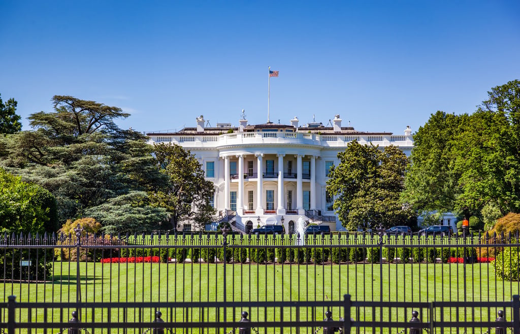 Front view of the White House.
