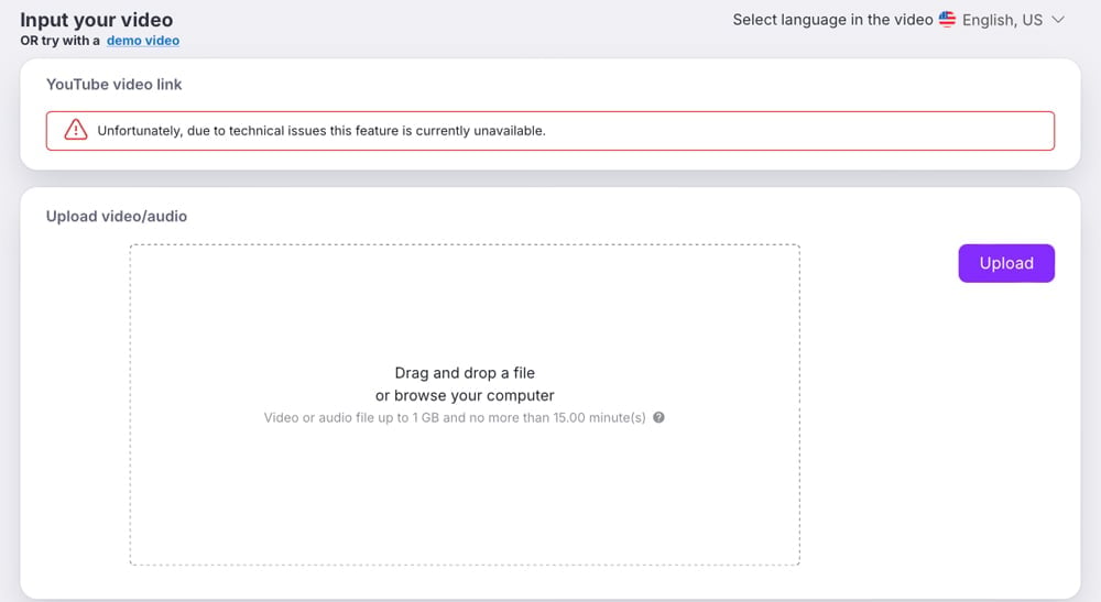 Edit recorded videos with the AI dashboard on Pictory but with the unavailable YouTube video link feature.