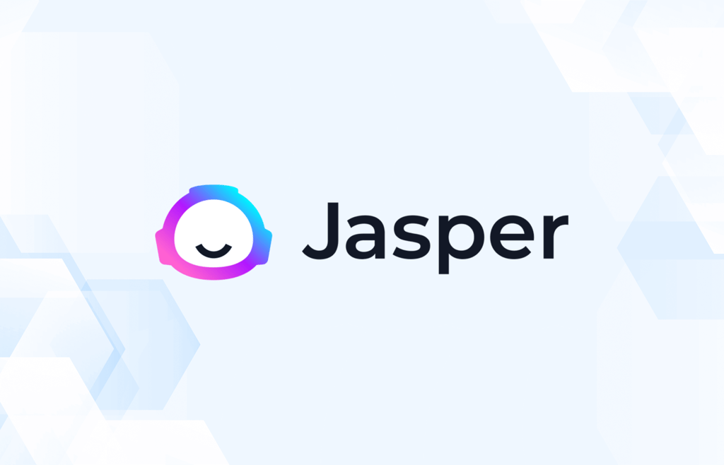 Review graphic featuring the logo of Jasper AI.