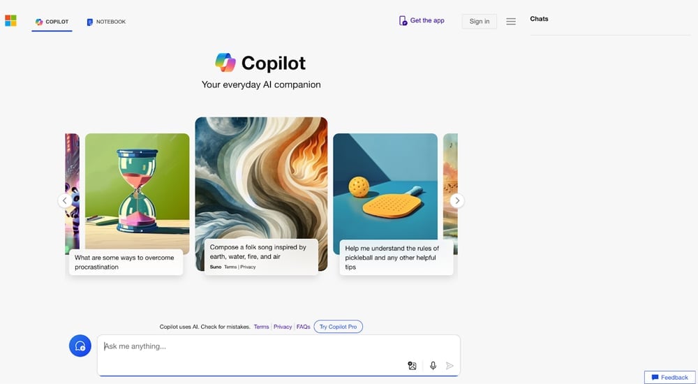Microsoft Copilot interface screenshot.