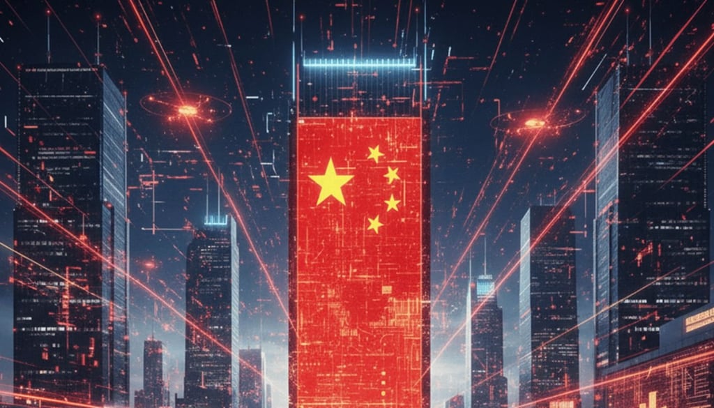 high-rise buildings with china's flag on one of the building illustration