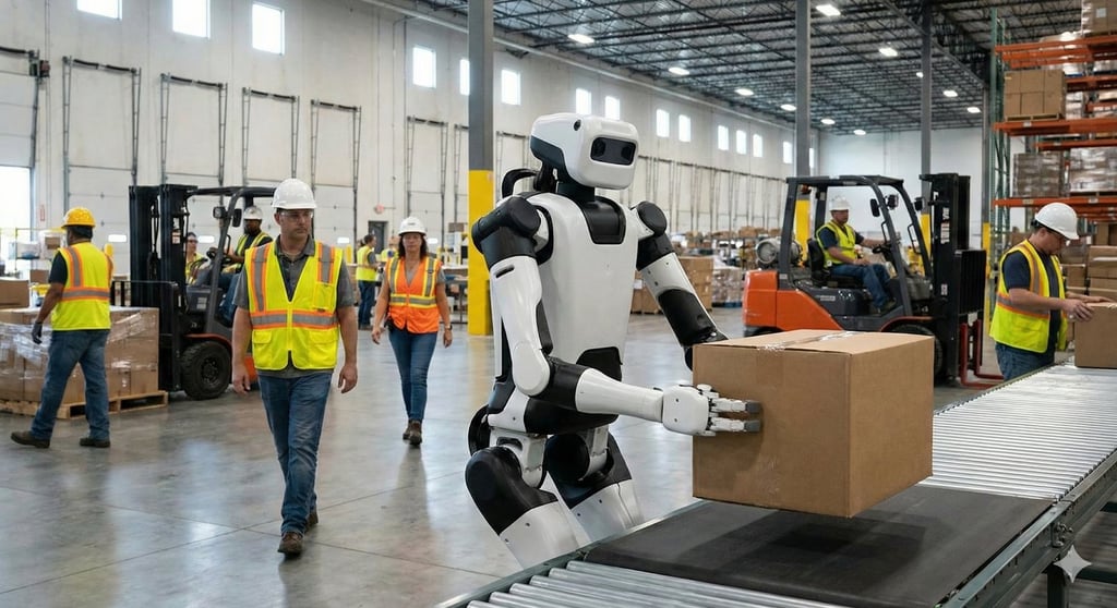 AI robot working in logistics.