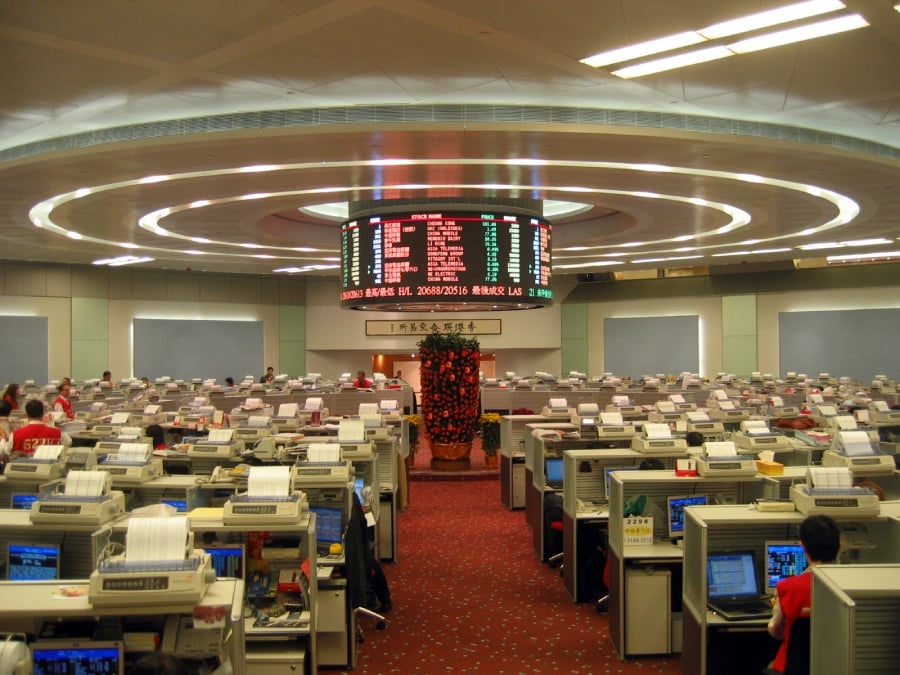 Hong Kong exchange trade lobby.