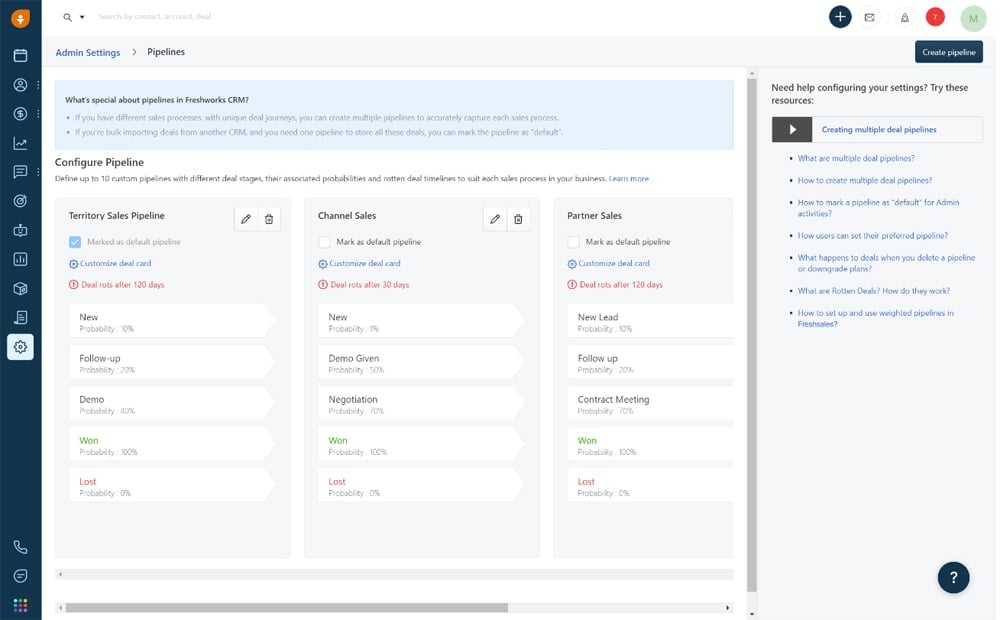 Pipeline Management interface.